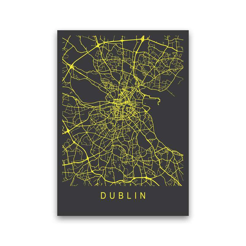 Dublin Map Neon Art Print by Pixy Paper Print Only