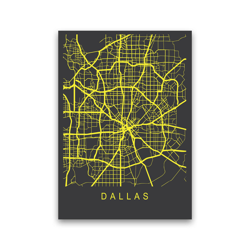 Dallas Map Neon Art Print by Pixy Paper Print Only