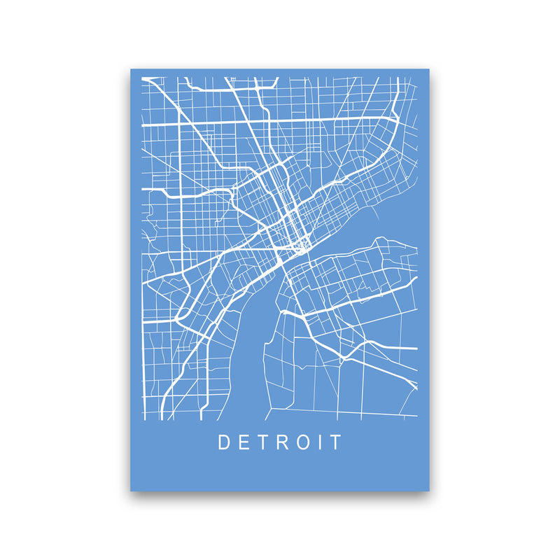 Detroit Map Blueprint Art Print by Pixy Paper Print Only