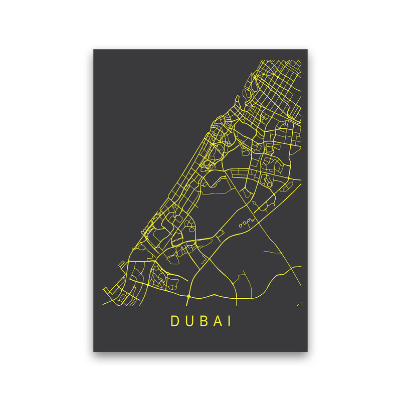 Dubai Map Neon Art Print by Pixy Paper Print Only