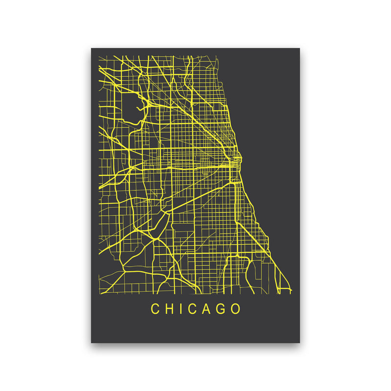Chicago Map Neon Art Print by Pixy Paper Print Only