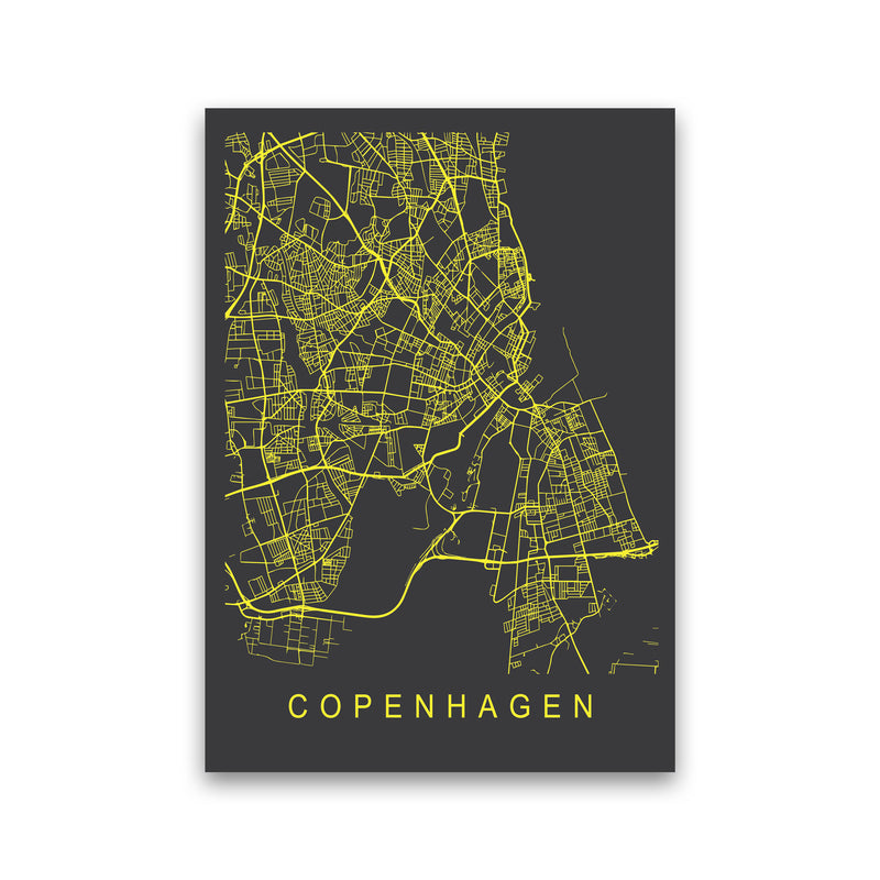 Copenhagen Map Neon Art Print by Pixy Paper Print Only