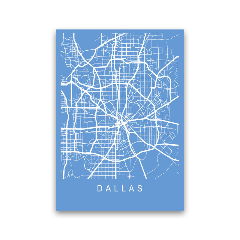 Dallas Map Blueprint Art Print by Pixy Paper Print Only