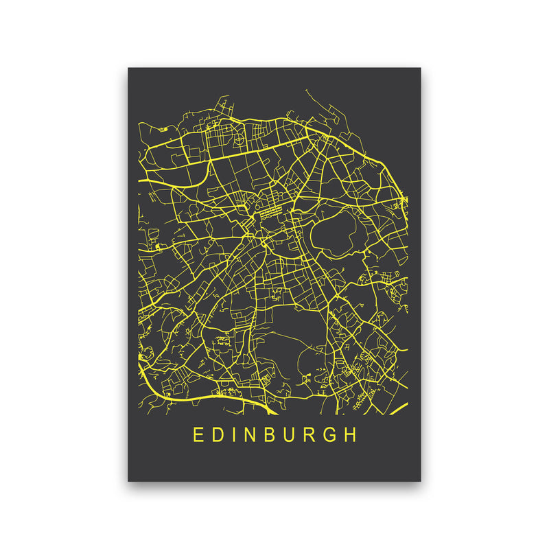 Edinburgh Map Neon Art Print by Pixy Paper Print Only