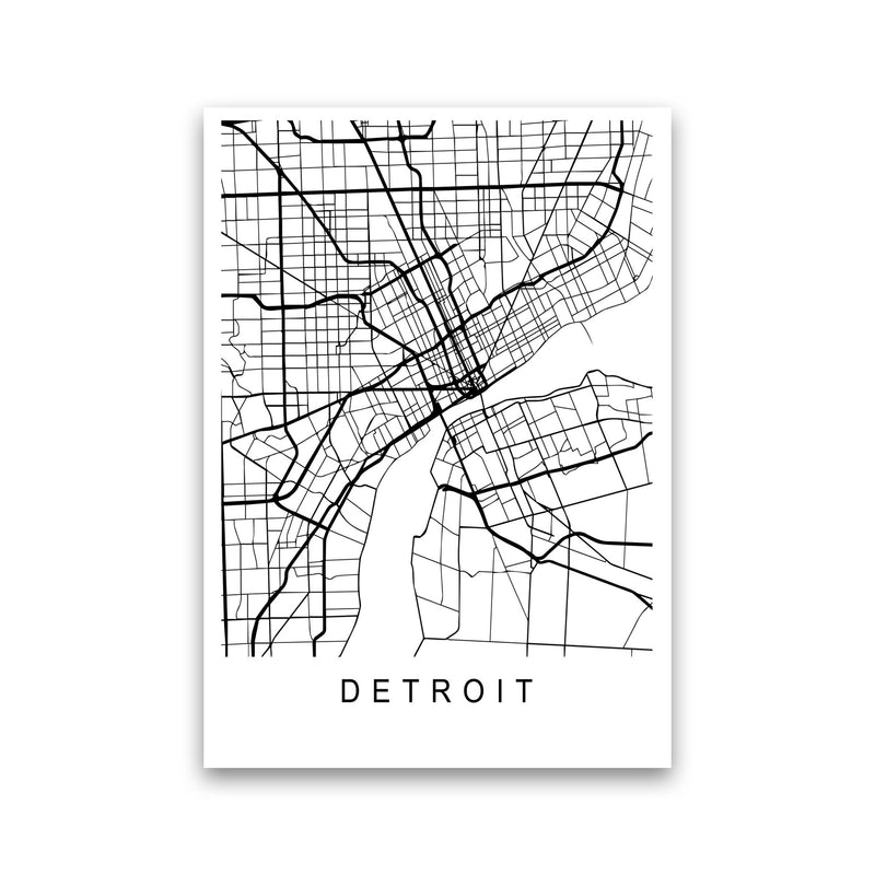 Detroit Map Art Print by Pixy Paper Print Only
