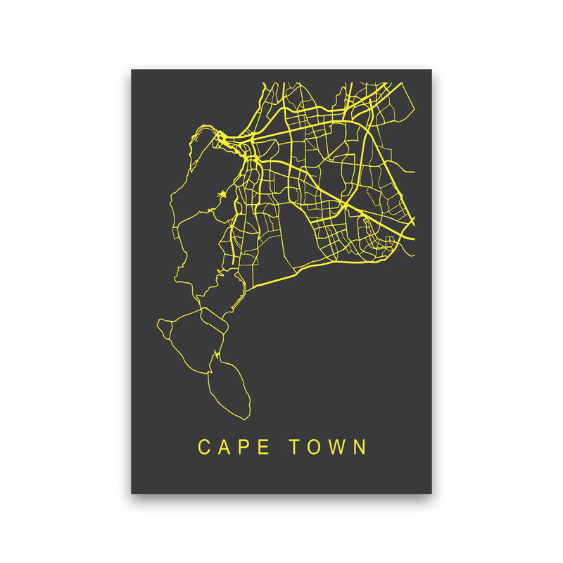 Cape Town Map Neon Art Print by Pixy Paper Print Only