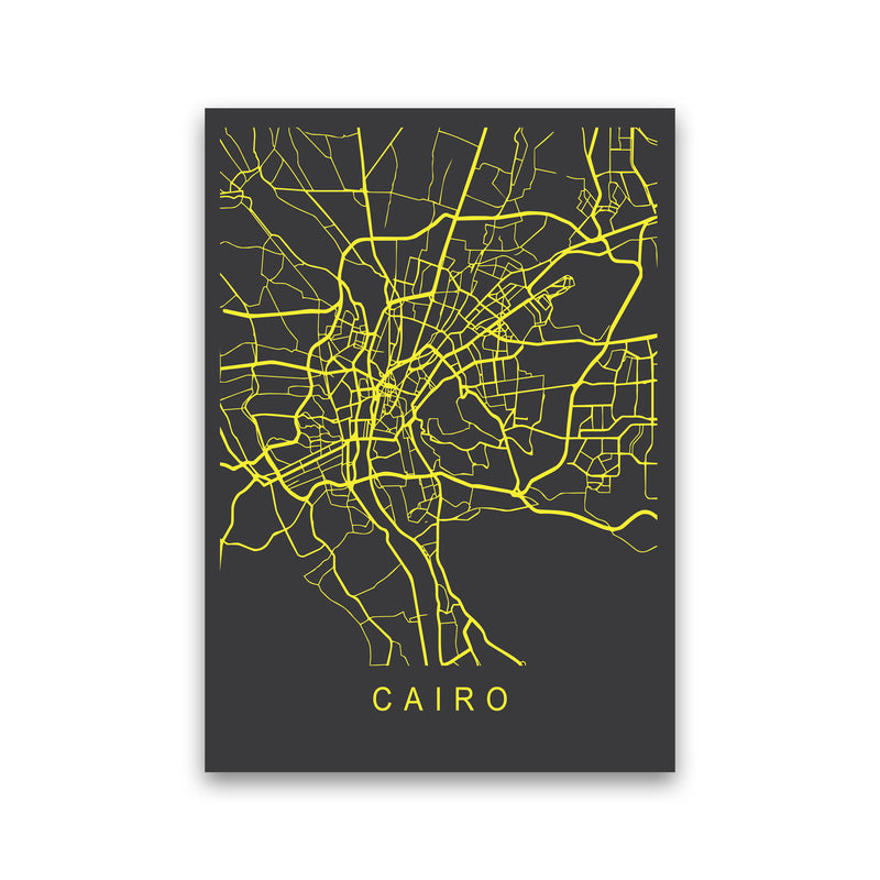 Cairo Map Neon Art Print by Pixy Paper Print Only