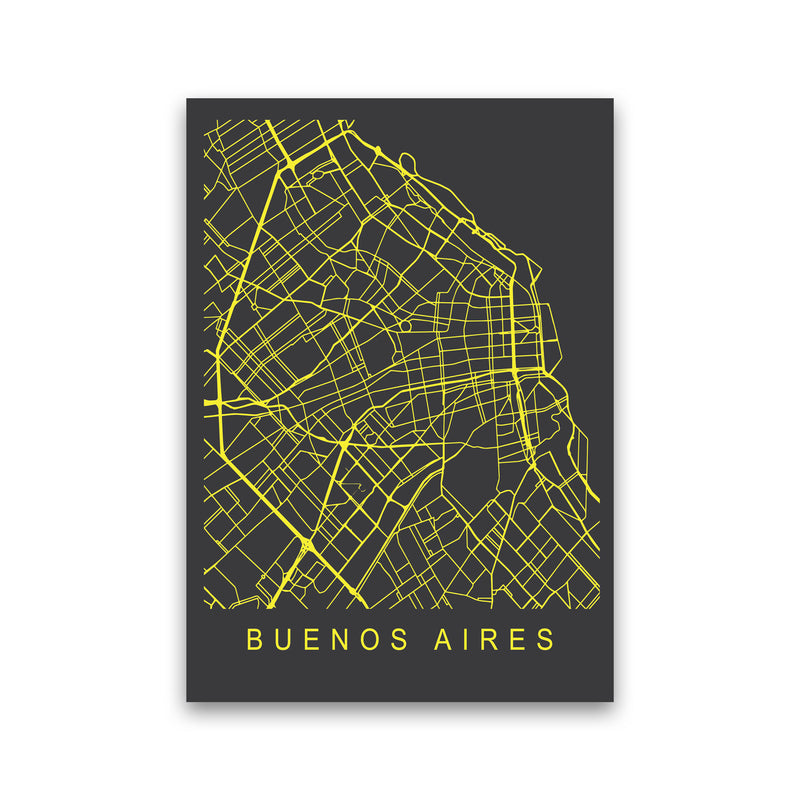 Buenos Aires Map Neon Art Print by Pixy Paper Print Only