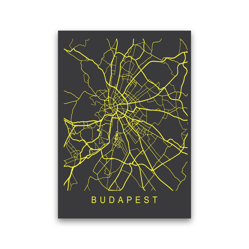 Budapest Map Neon Art Print by Pixy Paper Print Only