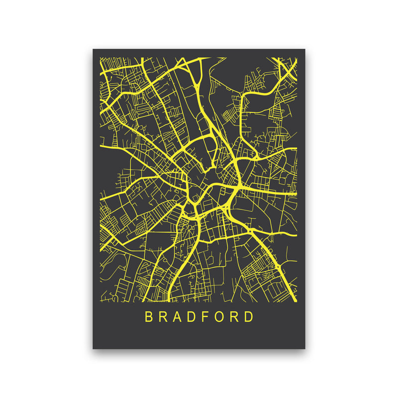Bradford Map Neon Art Print by Pixy Paper Print Only