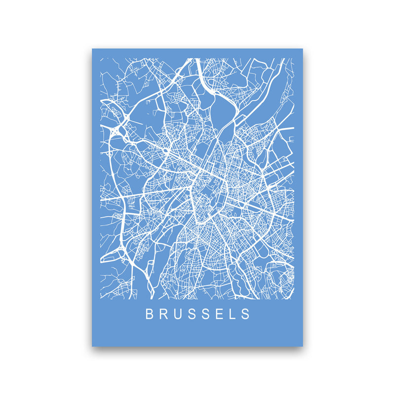 Brussels Map Blueprint Art Print by Pixy Paper Print Only