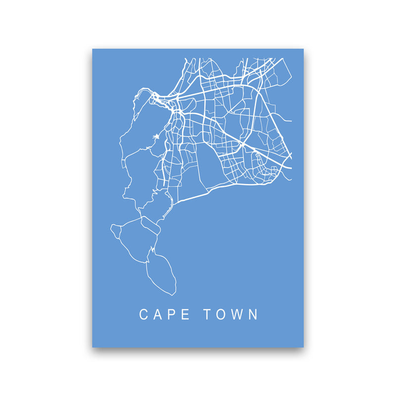 Cape Town Map Blueprint Art Print by Pixy Paper Print Only