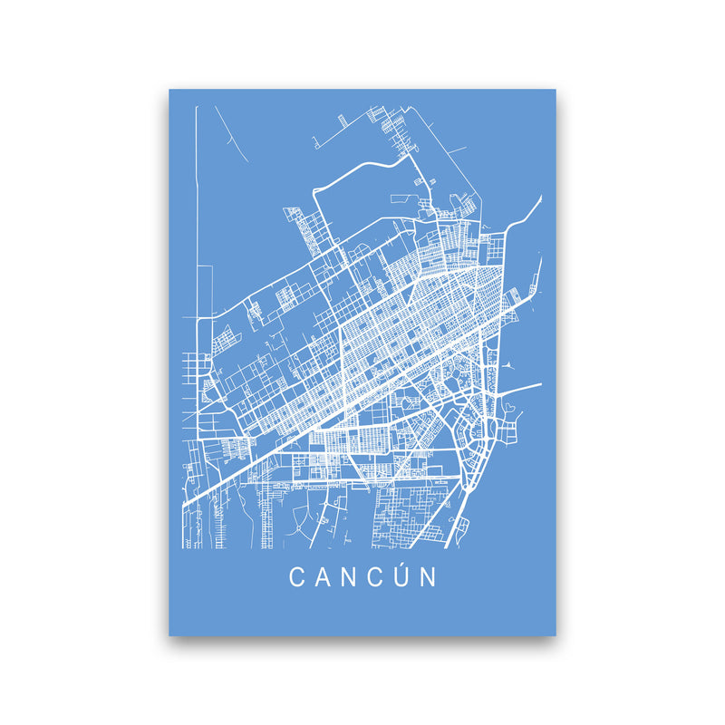 Cancun Map Blueprint Art Print by Pixy Paper Print Only