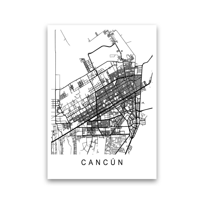 Cancun Map Art Print by Pixy Paper Print Only