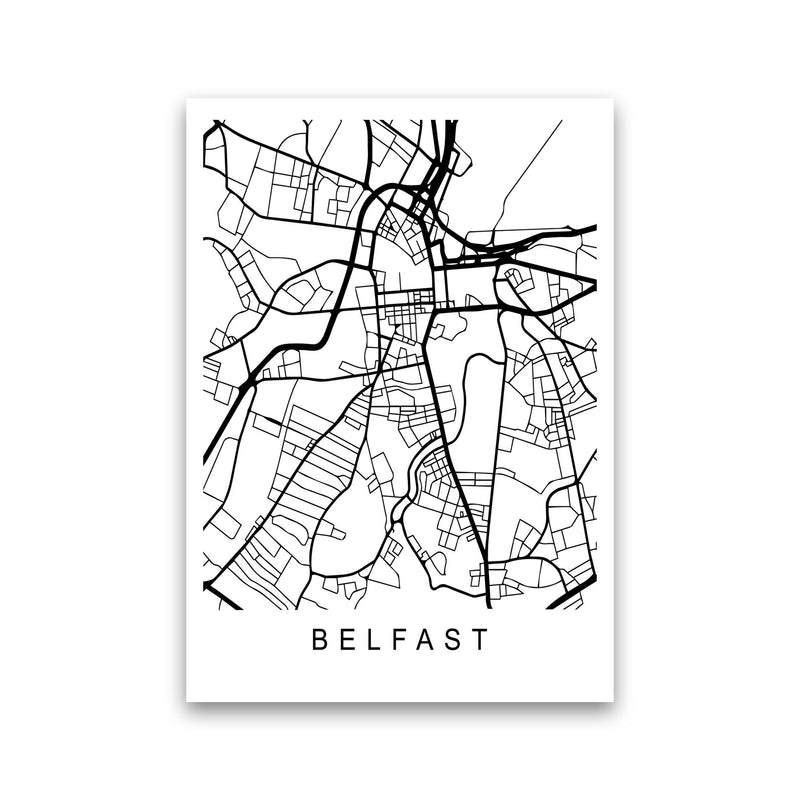 Belfast Map Art Print by Pixy Paper Print Only
