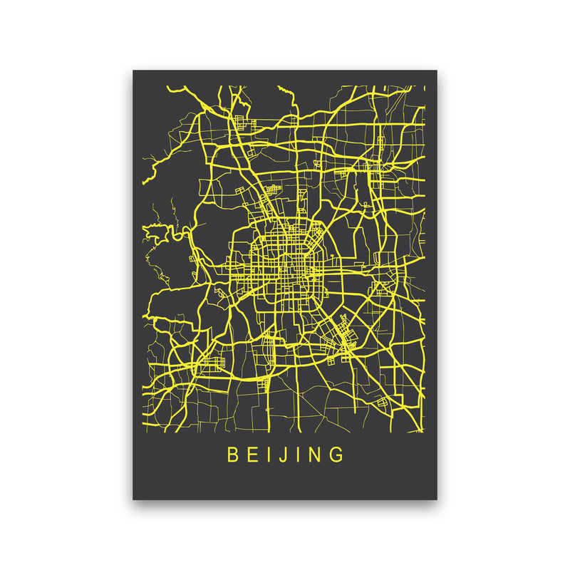 Beijing Map Neon Art Print by Pixy Paper Print Only
