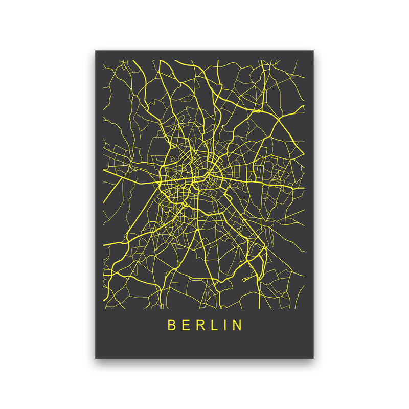 Berlin Map Neon Art Print by Pixy Paper Print Only