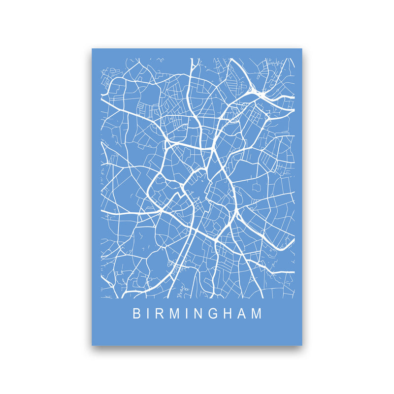 Birmingham Map Blueprint Art Print by Pixy Paper Print Only