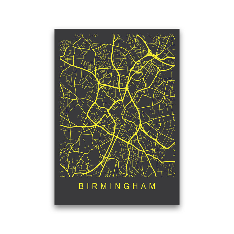 Birmingham Map Neon Art Print by Pixy Paper Print Only