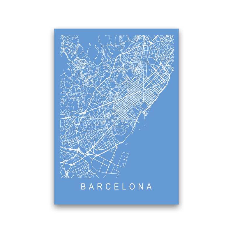 Barcelona Map Blueprint Art Print by Pixy Paper Print Only