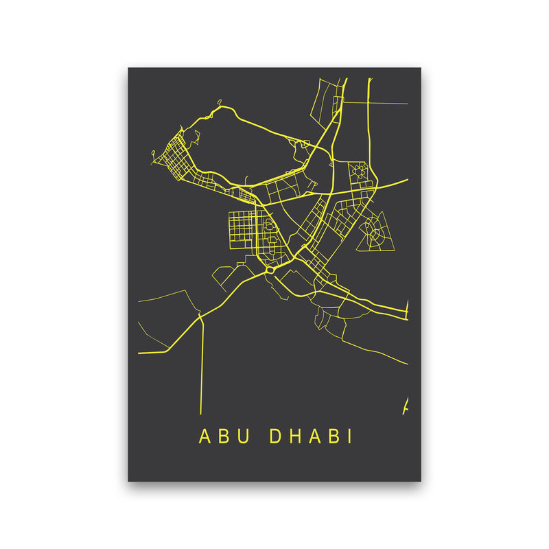 Abu Dhabi Map Neon Art Print by Pixy Paper Print Only