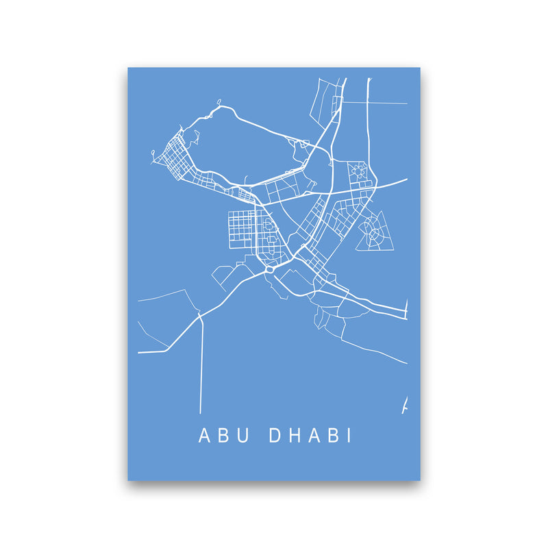 Abu Dhabi Map Blueprint Art Print by Pixy Paper Print Only