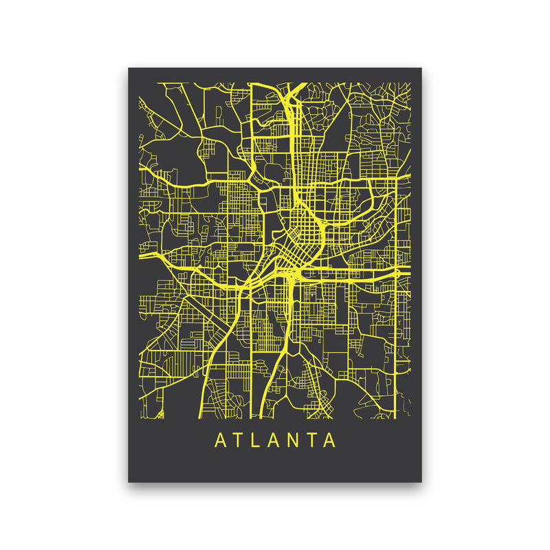 Atlanta Map Neon Art Print by Pixy Paper Print Only