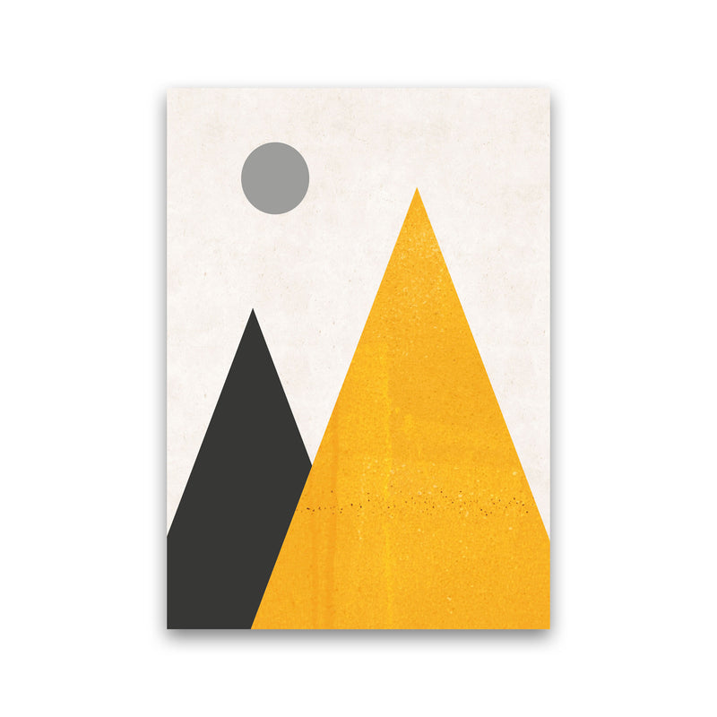 Mountains and moon mustard Art Print by Pixy Paper Print Only