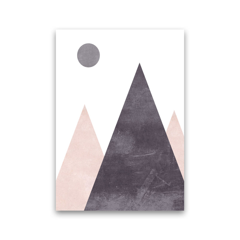 Mountains and moon pink cotton Art Print by Pixy Paper Print Only