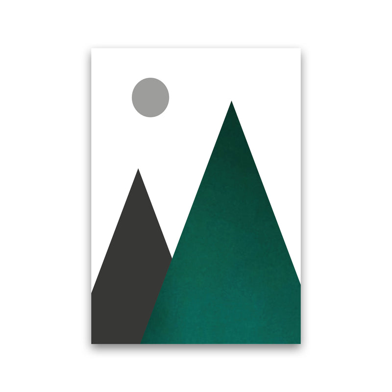 Mountains and moon emerald Art Print by Pixy Paper Print Only