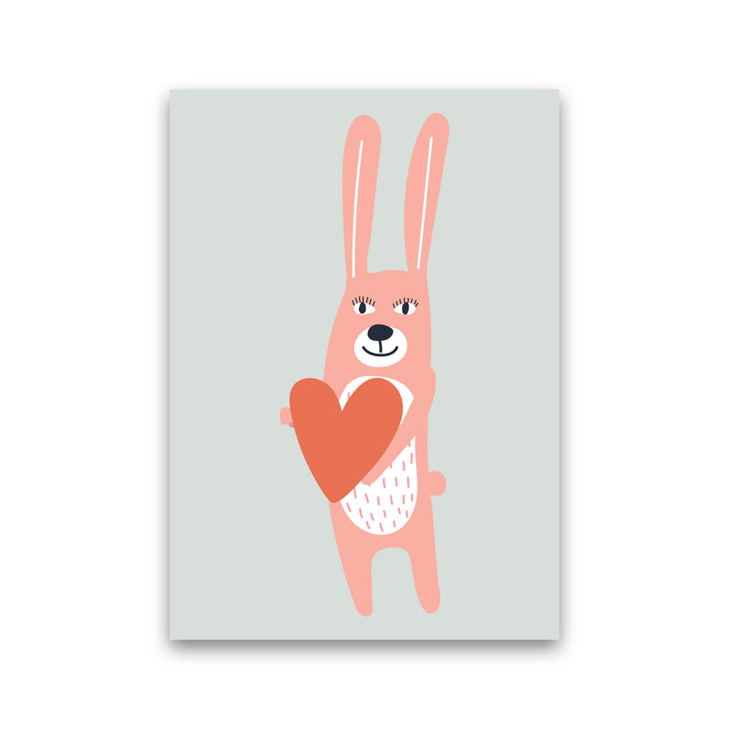 Bunny with heart Neutral kids Art Print by Pixy Paper Print Only