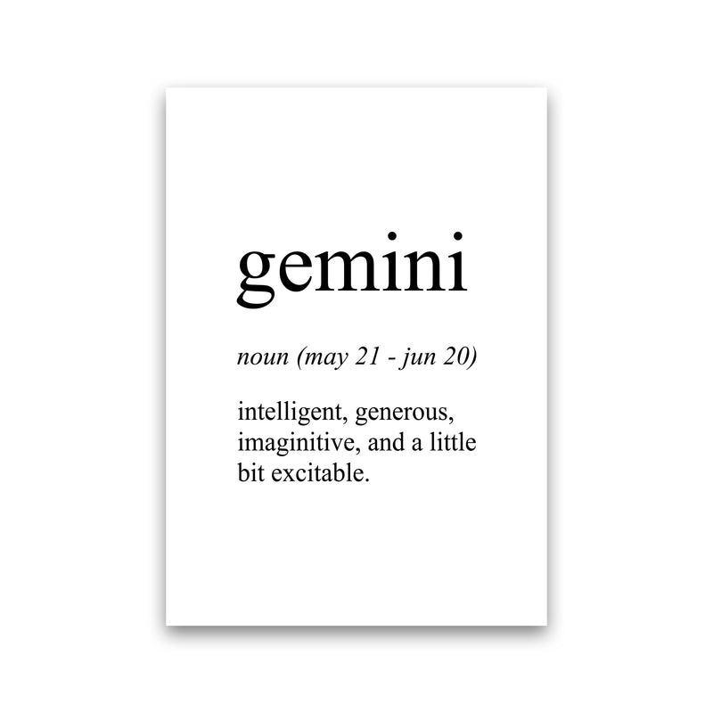 Gemini Definition Art Print by Pixy Paper Print Only