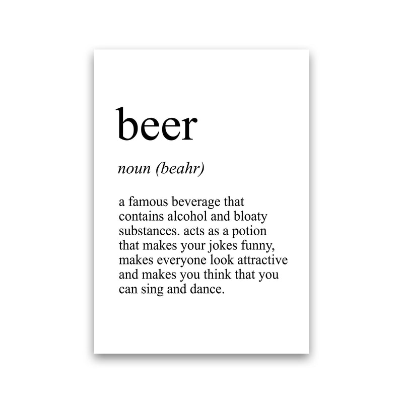 Beer Definition Art Print by Pixy Paper Print Only