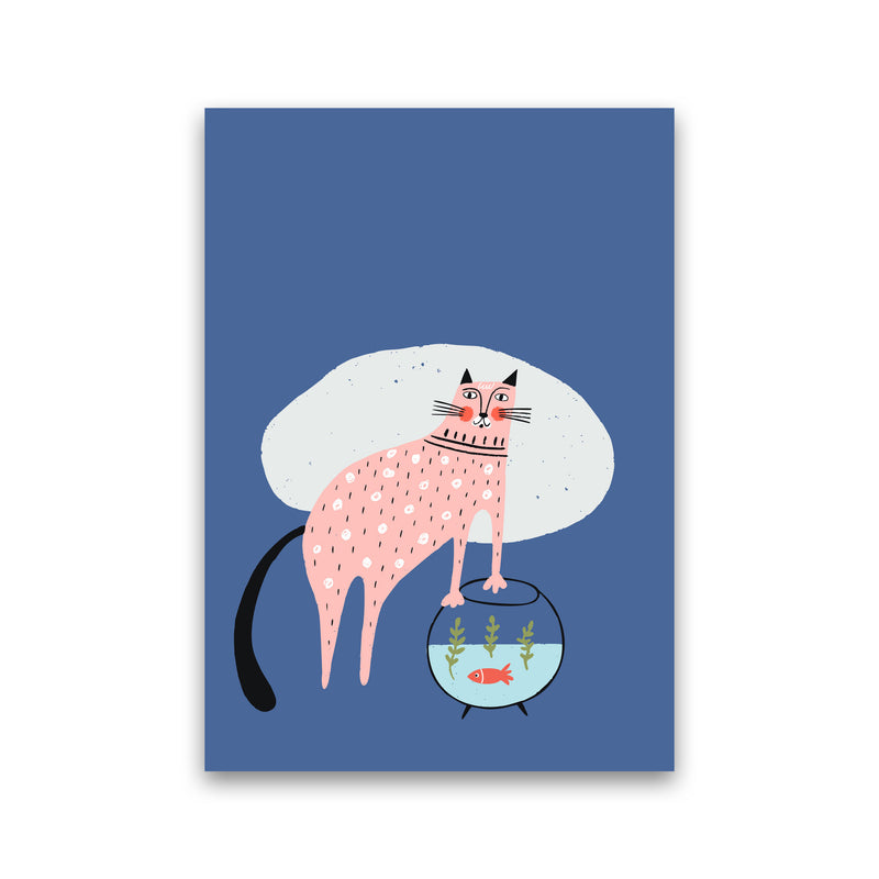 Cat and Fish Art Print by Pixy Paper Print Only