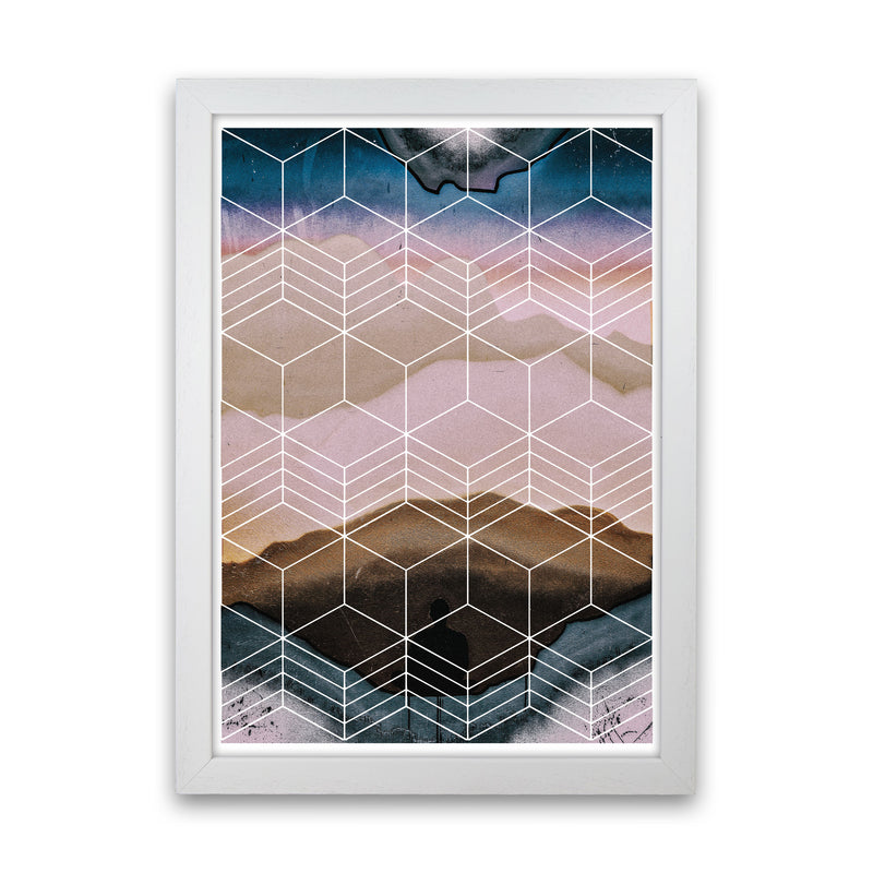 Geometric Abstract Modern Print White Grain