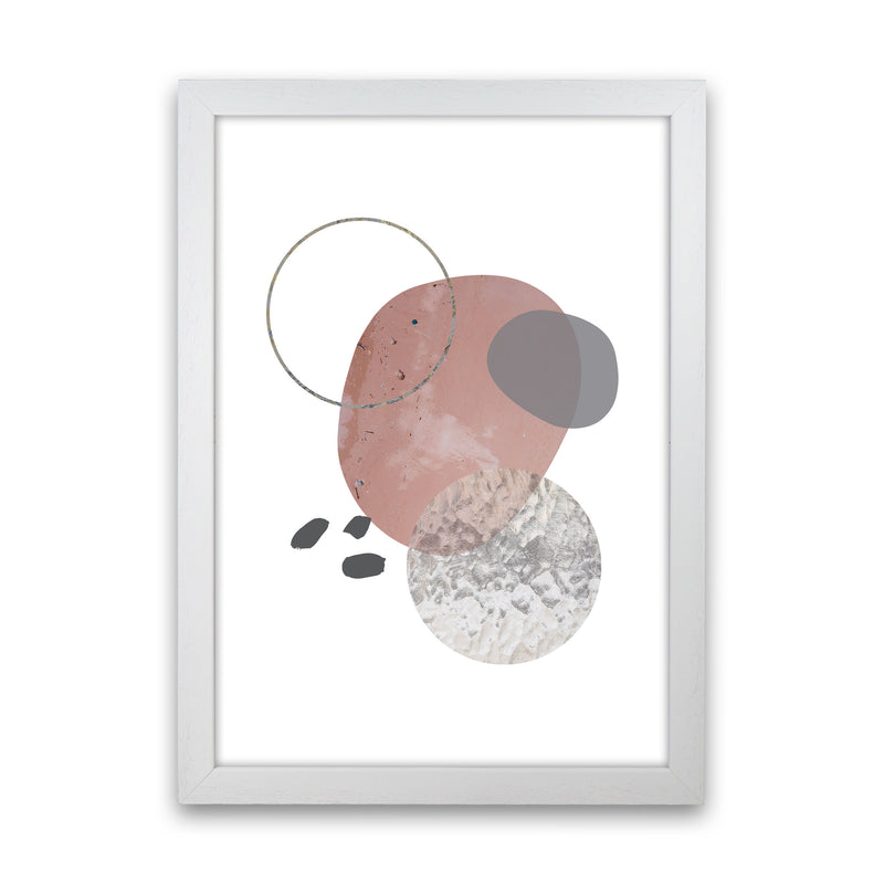 Peach, Sand And Glass Abstract Shapes Modern Print White Grain