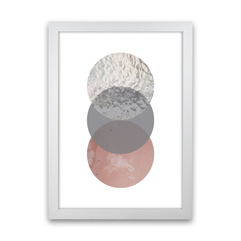 Peach, Sand And Glass Abstract Circles Modern Print White Grain