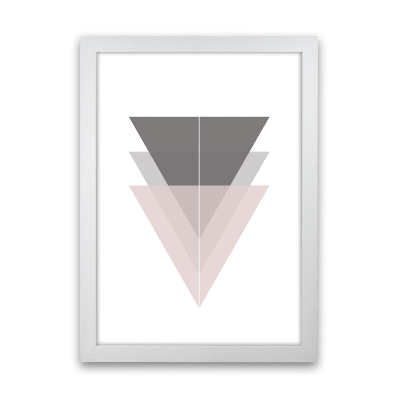 Black, Grey and Pink Abstract Triangles Modern Print White Grain