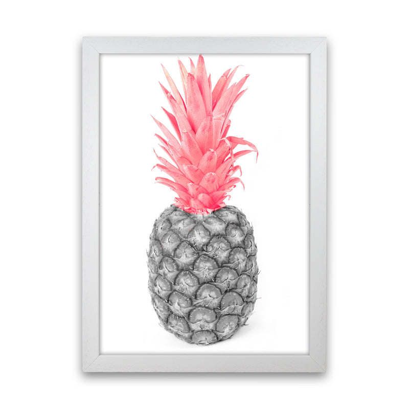 Black And Pink Pineapple Abstract Modern Print, Framed Kitchen Wall Art White Grain