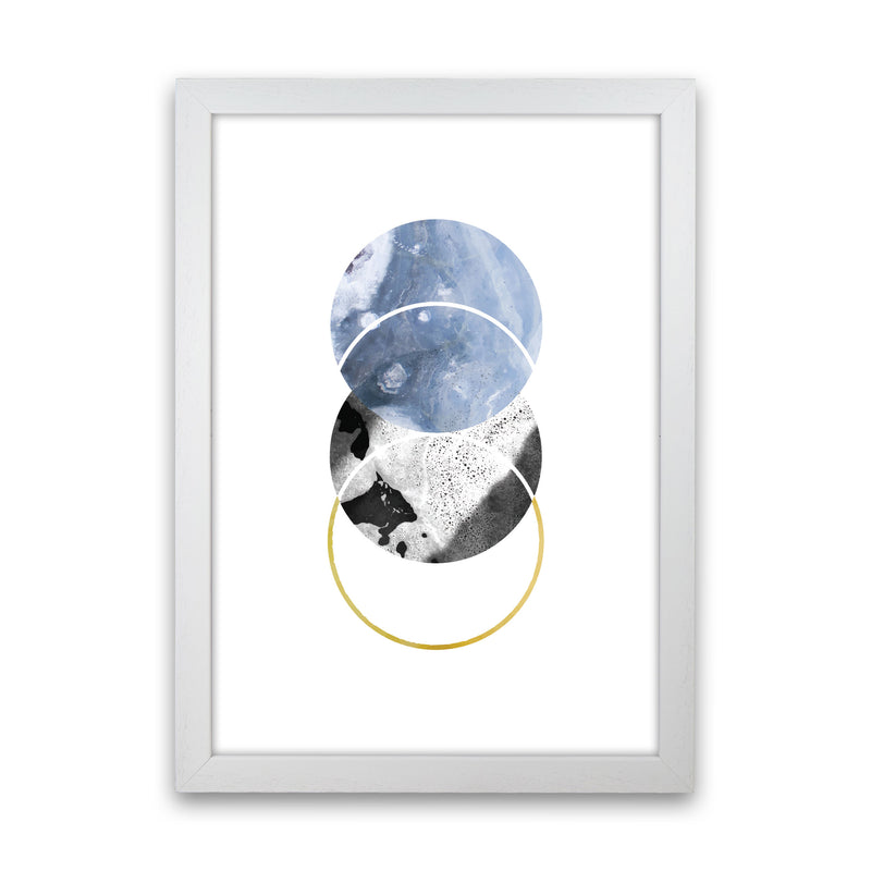 Blue And Gold Abstract Circles Modern Print White Grain