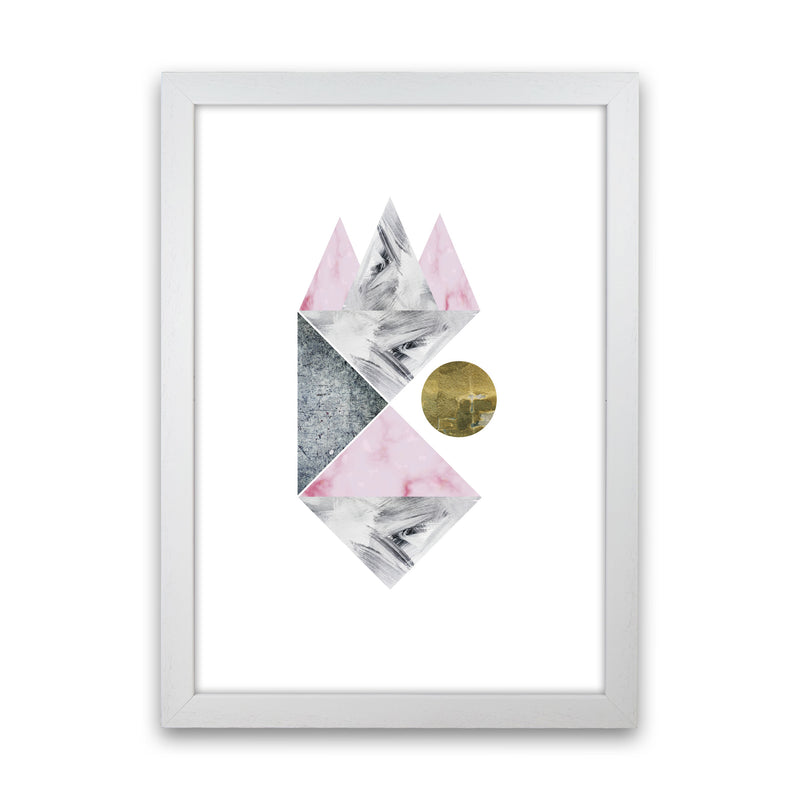 Pink And Grey Abstract Triangles Modern Print White Grain