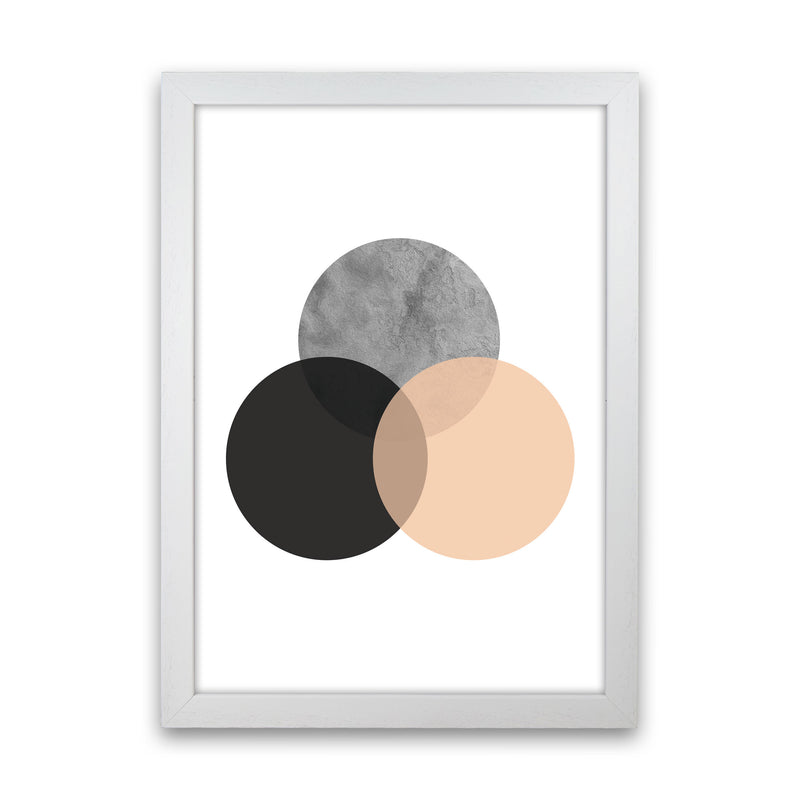 Peach And Black Abstract Circles Modern Print White Grain