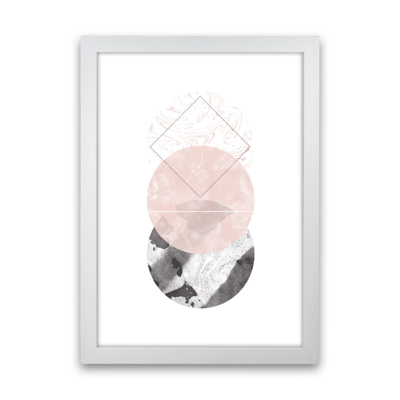 Black And Pink Marble Abstract Circles Modern Print White Grain