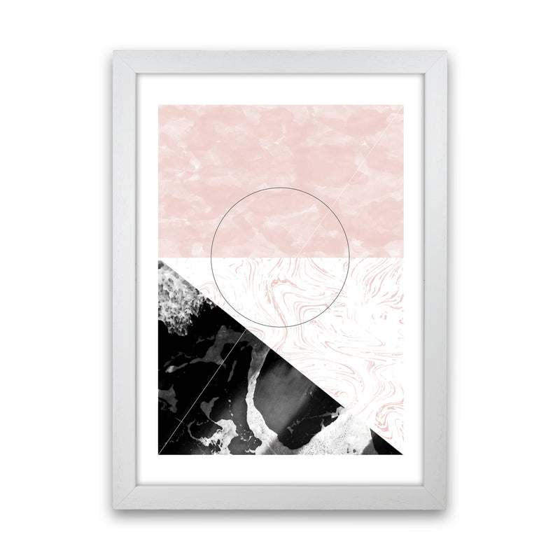 Black And Pink Marble Abstract Rectangle Shapes Modern Print White Grain