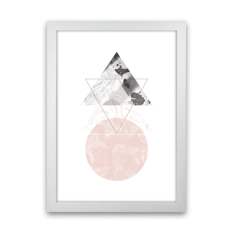 Black And Pink Marble Abstract Triangle And Circle Modern Print White Grain