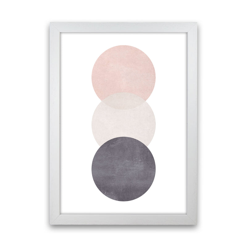 Cotton, Pink And Grey Abstract Circles Modern Print White Grain