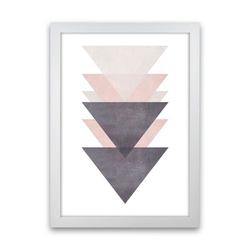 Cotton, Pink And Grey Abstract Triangles Modern Print White Grain