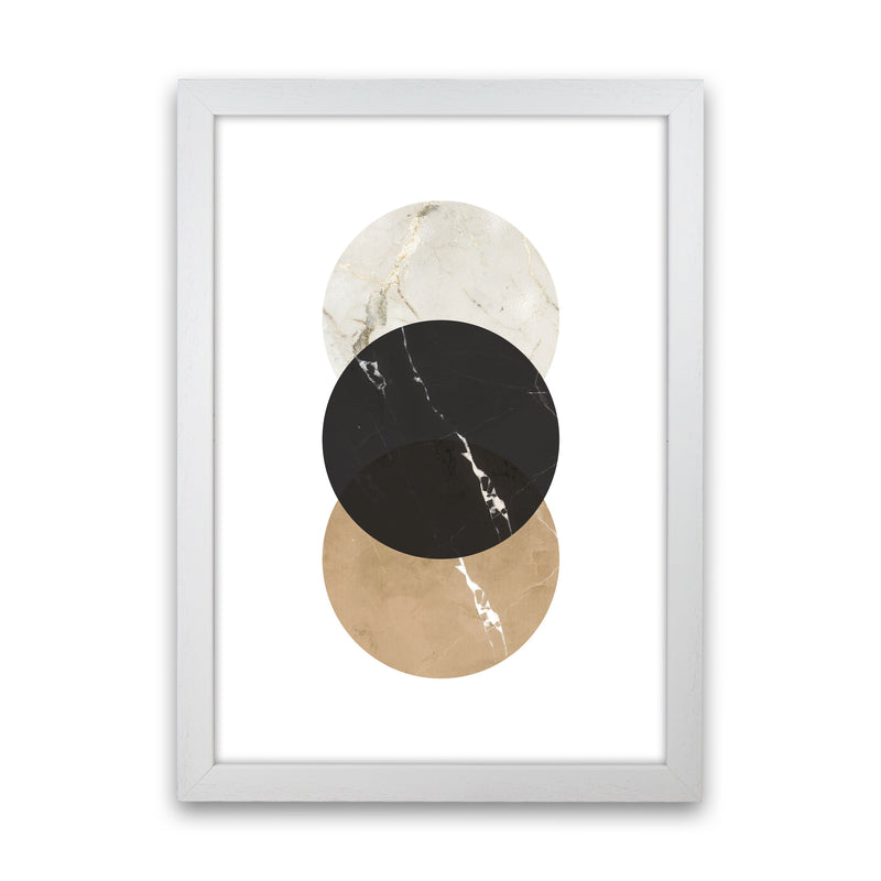 Gold, Beige And Black Marble Abstract Circles Modern Print White Grain