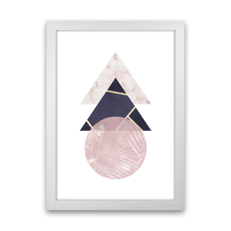 Pink And Navy Marble Abstract Triangles And Circle Modern Print White Grain