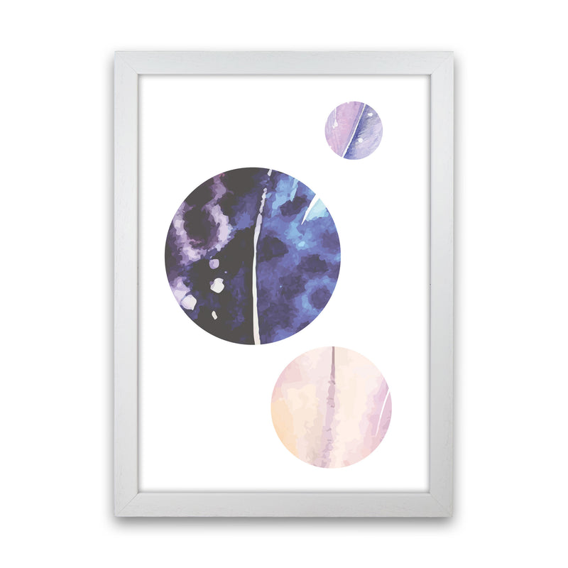 Pink And Purple Watercolour Planets Abstract Modern Print White Grain
